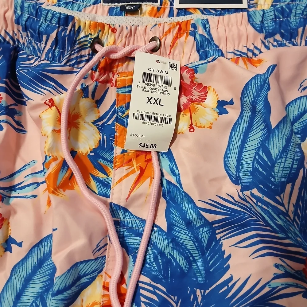 Club Room‎ Pink and Blue Swim Trunks Vibrant Floral Design